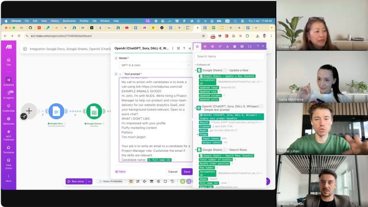 Live workshop session with screenshare