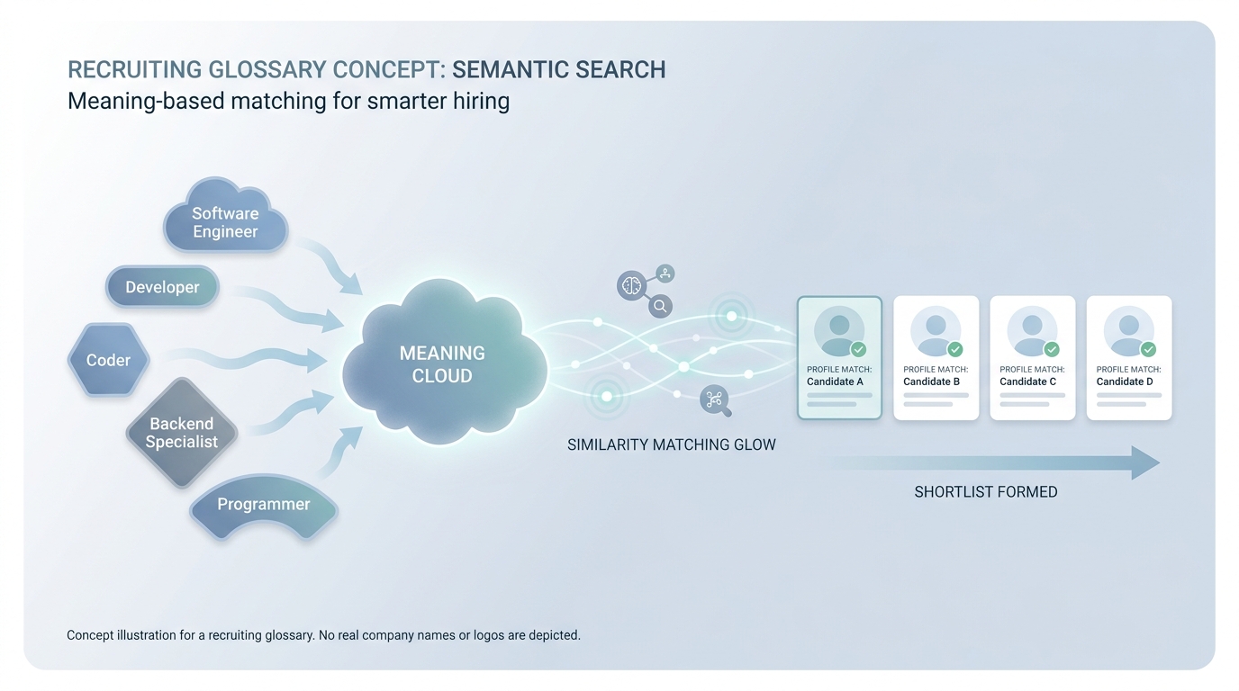 Illustration: Meaning-based clustering of job titles leading to a matched shortlist of profiles